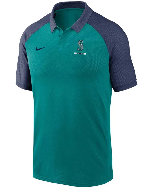 Men's Nike Aqua Seattle Mariners Legacy Tri-Blend Raglan Performance Polo