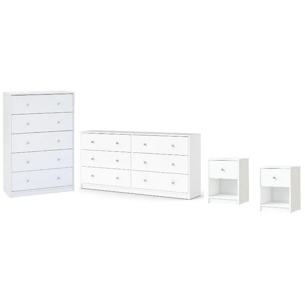 Home Square 4 Piece Bedroom Set in White - 2134882-PKG