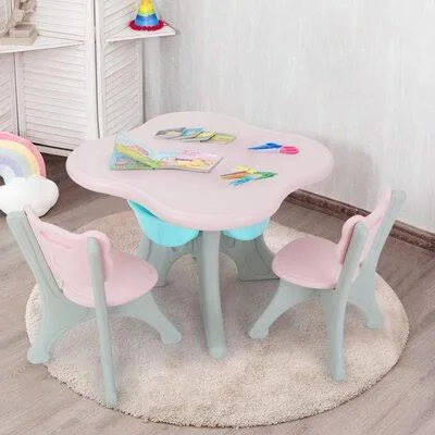 Fundy Kids 3 Piece Play Table and Chair Set Harriet Bee Color: Blue/Pink