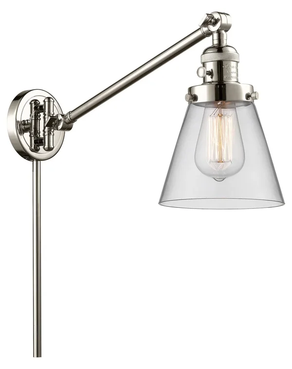 Innovations Lighting Small Cone 1 Light Swing Arm 237 PN G62 (Nickel)
