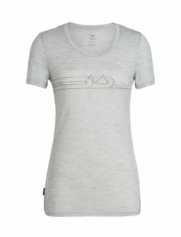 Icebreaker Women's Tech Lite Short Sleeve Low Crewe Cadence Pulse T-Shirt - Blizzard Heather, Merino Wool/Nylon
