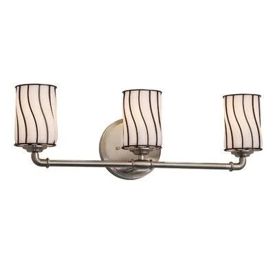 Astor 3-Light Vanity Light 17 Stories Finish: Brushed Nickel - Shade Color: Swirl with Clear Bubbles, Bulb Type: Dedicated LED