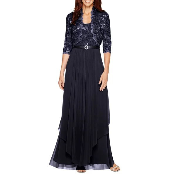 Ru0026M Richards Womens Sequin Lace Long Jacket Dress - Mother of The Bride Dress