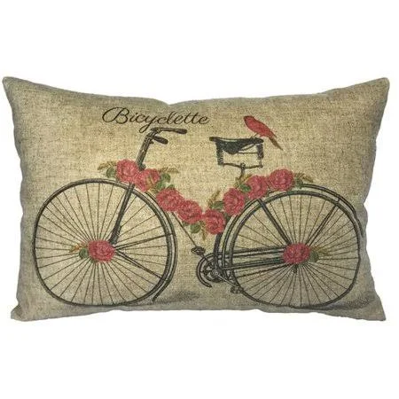 August Grove Callender Bicycle Linen Lumbar Pillow, Beige