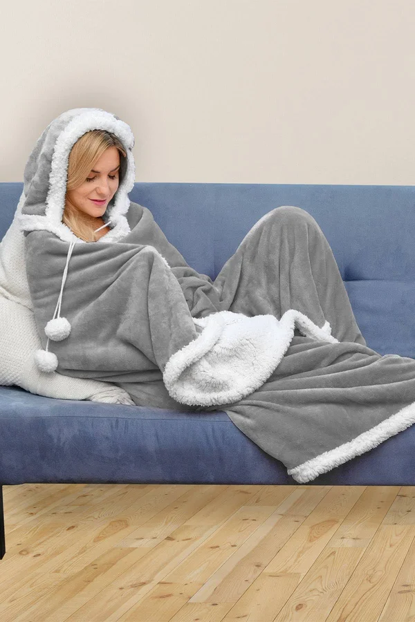 Gigi Solid Sherpa Hooded Throw Blanket, Size: 51x71 inch