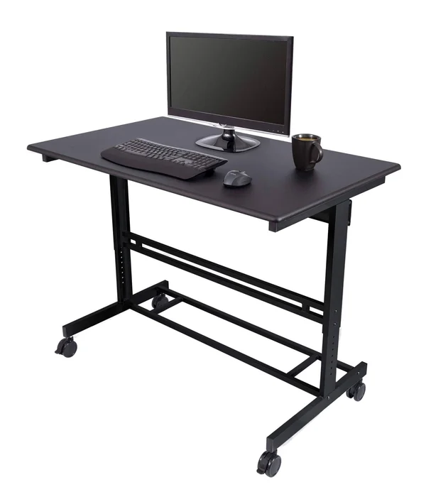 Stand Up Desk Store Rolling Adjustable Height Standing Desk Computer Workstation (Black - 48x22 wide)