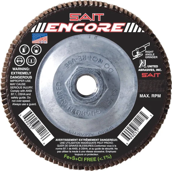 United Abrasives 71216 4-1/2 Encore Type 27 Zirconium Flap Disc 40 Grit 10 Pack