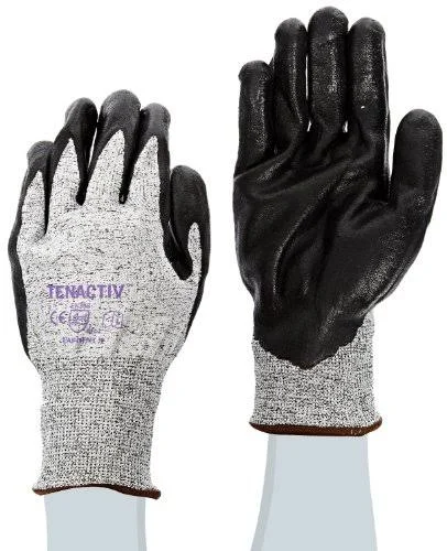 Superior STAFGFNT TenActiv Fibers/Fiberglass High Performance Glove with Black Foam Nitrile Palm, Cut Resistant, 13-Gauge Thickn