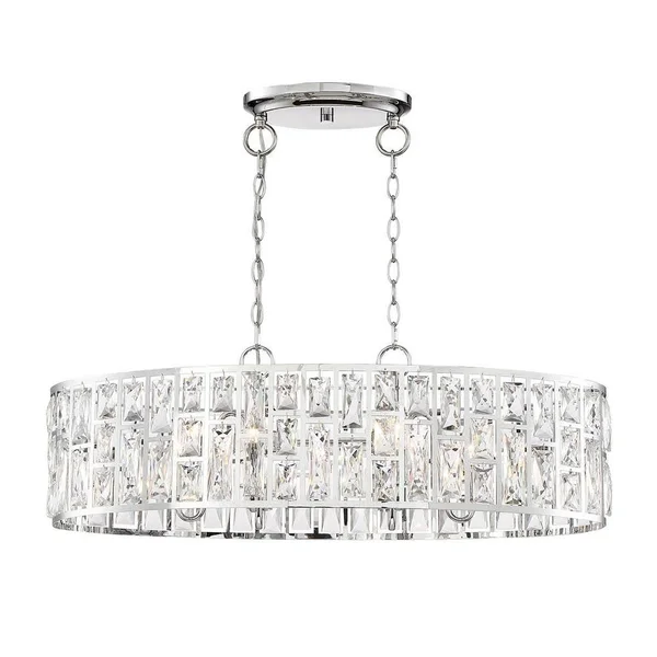 Home Decorators Collection Kristella 6-Light Chrome Linear Pendant with Clear Crystal Shade 30687-HB