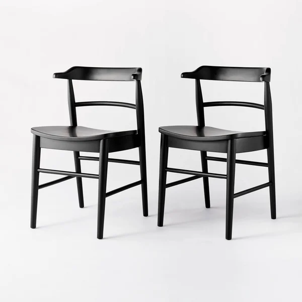 2pk Kaysville Curved Back Wood Dining Chair Black - Threshold Designed with Studio McGee