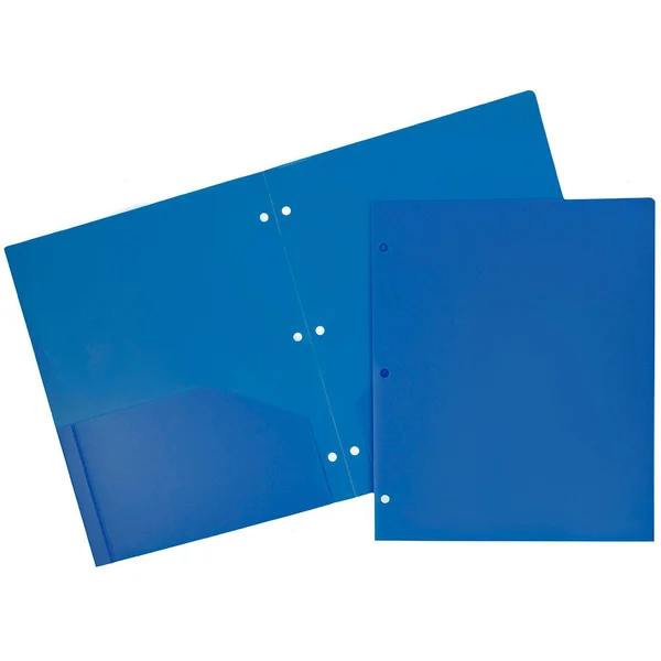 Jam Plastic Two Pocket 3 Hole Punched Presentation School Folder - Blue, 108/pack