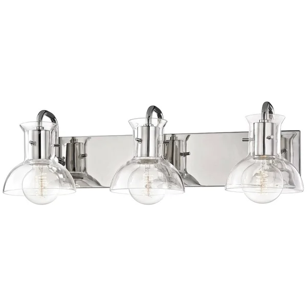World of Flash Bathroom Vanity 3 Light with Polished Nickel Finish Metal Glass E26 24x22 180 Watts WF268781