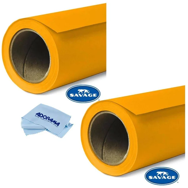 Savage 2 Pack Widetone Seamless Background Paper - 86x22 Wide x 36& Marmalade, #43 - with Microfiber Cleaning Cloth