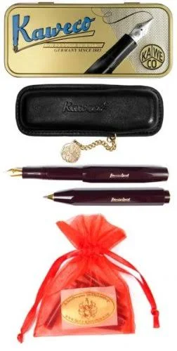 Kaweco Sport Classic Set Ballpoint, Fountain Pen F Bordeaux + Case & Cartridges