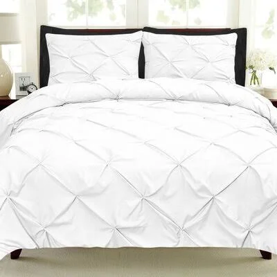 Hartle Luxury Pinch Pleat Pintuck Comforter Set Winston Porter Color: White/Black - Size: Queen Comforter + 2 Shams + 6 Additiona