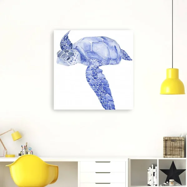 Ultramarine Sea Turtle I Canvas Giclee Blue 3&4x22 x 3&4x22 - Polyester