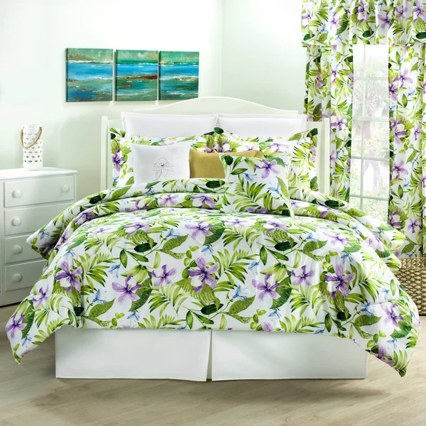 Purple Lily Montego Bay Comforter Set (Queen - 3 Piece), Green