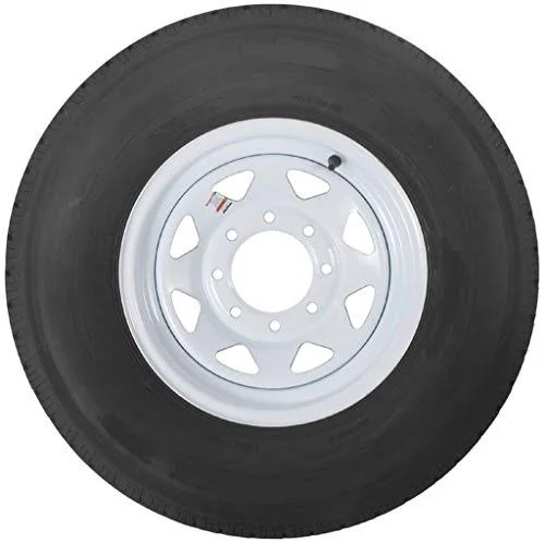 Ecustomrim Radial Trailer Tire on Rim ST235/80R16 Load E 8 Lug White Spoke 57962
