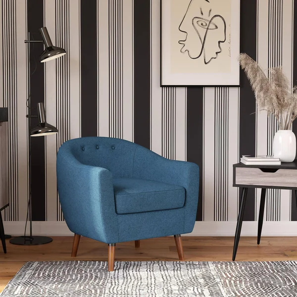 Queer Eye Brie Accent Chair - Blue Linen