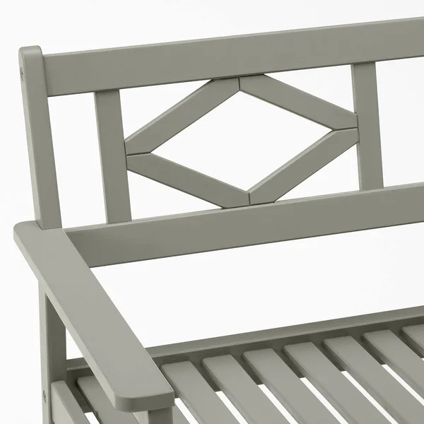 IKEA - BONDHOLMEN Bench with backrest, Outdoor, Gray, Width: 64 1/8