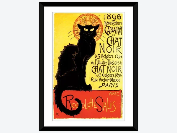 Framed Poster Prints - Cabaret DU Chat Noir - 1896 by Theophile Alexandre Steinlen ( Animal Art > Cats > Black Cats art)