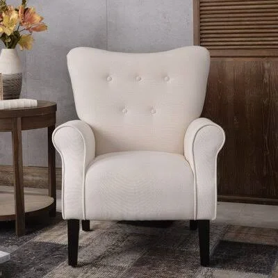 Aalivia 31.1x22 Wide Tufted Linen Armchair Winston Porter Fabric: Beige 100% Linen