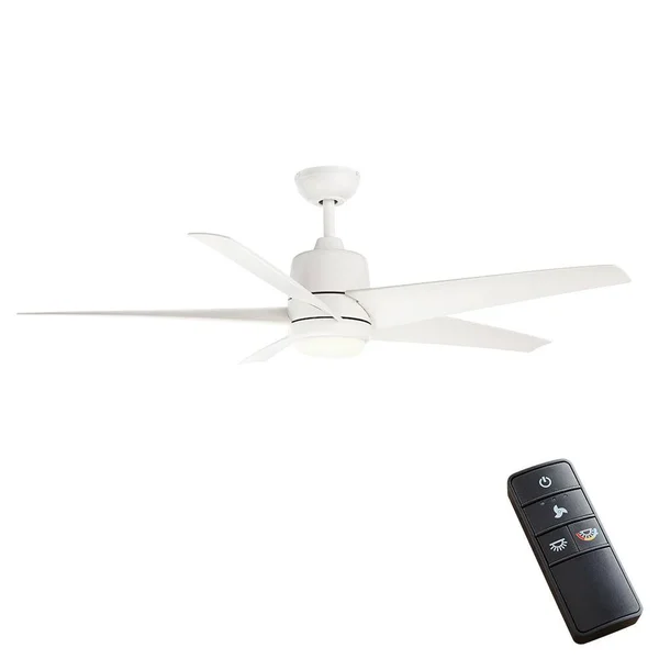 Hampton Bay Mara 54 in. White Color Changing Integrated LED Indoor/Outdoor Matte White Ceiling Fan with Light and Remote Control