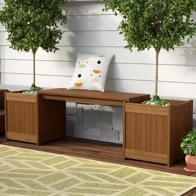 Fina Rectangular Wooden Planter Bench Millwood Pines Color: Brown