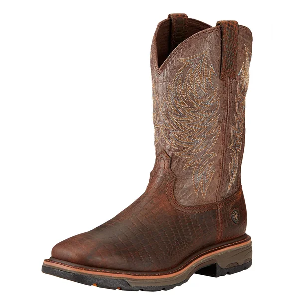 Ariat Men's Wide Square Toe Workhog Work Boots - Brown, 9, 2E