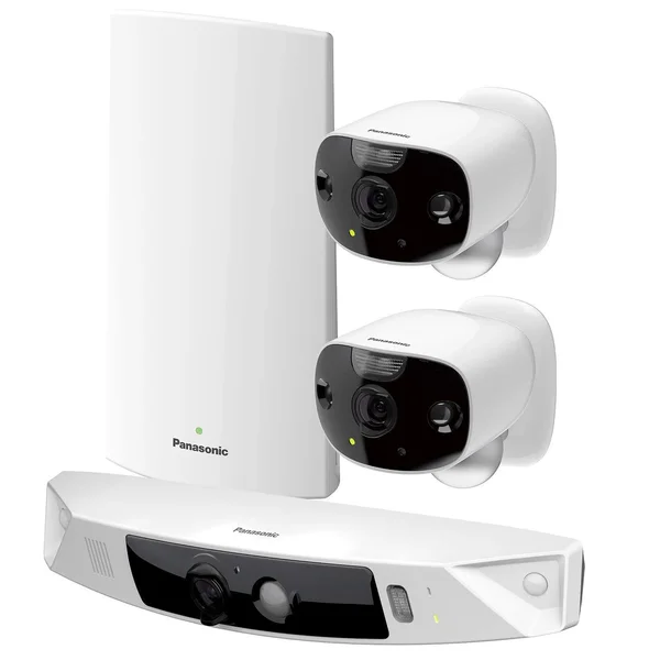 Panasonic HomeHawk Front Door Camera for Package Theft Prevention - 3 Camera Kit, 172° Wide Angle Smart-Home Monitor, 100% Wire-F
