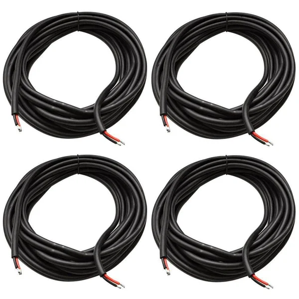 (4) Seismic Audio 25& Raw Wire Home Pa/dj Speaker Cable - Black RW25