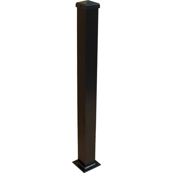 Contractor Building Products Aluminum Contractor Handrail 3 in. x 3 in. x 38 in. Textured Black Aluminum Post with Welded Base