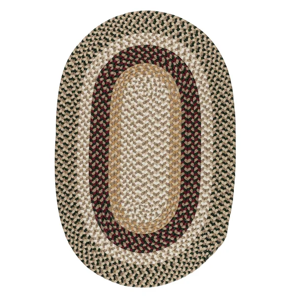 3' x 5' Beige and Green Reversible Oval Area Rug - 34229149