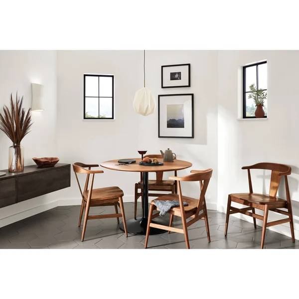 Room & Board, Modern Aria 27 Diameter Round Table, Maple Top w/ Stainless Steel Frame Base
