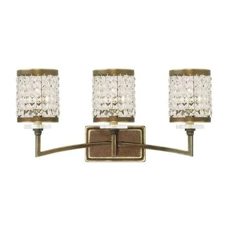 World of Crystal Bathroom Vanity 3 Light with Clear Crystals Hand Painted Palacial Bronze 9 inch WC97111