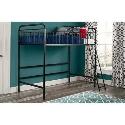 Acadian Twin Loft Bed Isabelle & Max Bed Frame Color: Black