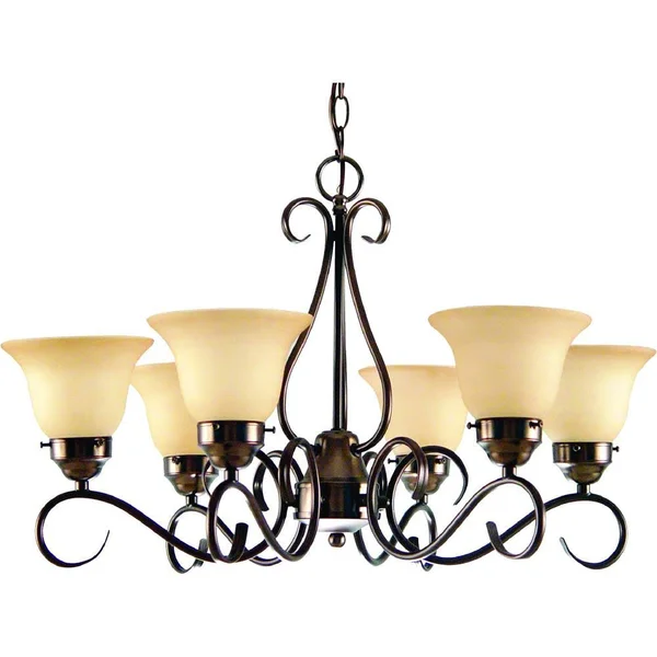 Volume Lighting V3356 Minster 6 Light 1 Tier Chandelier - Bronze - Size: 28