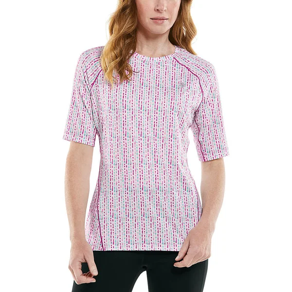 Plus Size Women's Devi Short Sleeve Fitness T-Shirt, Shirts For Women, Multicolor Pixie Stripe