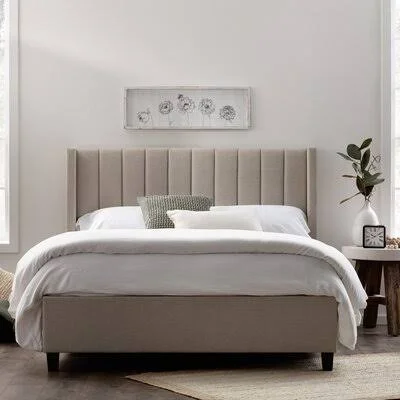 Flemings Upholstered Low Profile Platform Bed Mercury Row Size: California King - Color: Oat