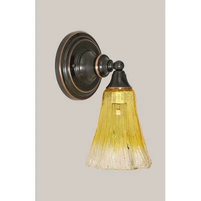 Toltec Lighting 1-Light Wall Sconce Shade Color: Gold Champagne - Base Finish: Black Copper