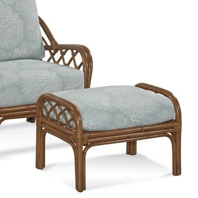 Edgewater 26x22 Rectangle Standard Ottoman Braxton Culler Blue and Gray and Beige Stripe; 0229-66/Blueberry Finish 18x22H x 26x2