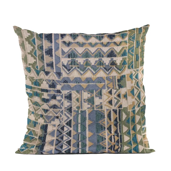Plutus 20x22 x 30x22 Pyramids Border Luxury Throw Pillow in Blue
