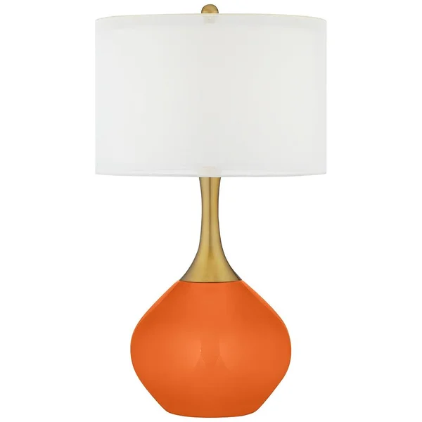 Color + Plus Invigorate Orange Nickki Brass Table Lamp