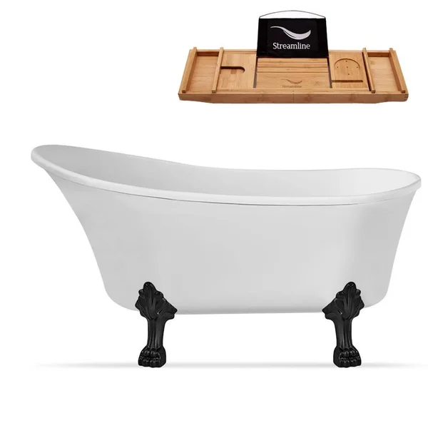 Streamline Bath N348BL-IN-ORB 63x22 x 28x22 Soaking Acrylic Bathtub Drain Color: Oil Rubbed Bronze - Feet Finish: Black