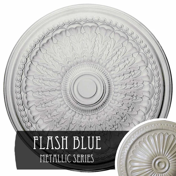 Ekena Millwork CM27BRFBS 27x22OD x 2 1/2x22P Brunswick Ceiling Medallion (Fits Canopies Up to 4 1/2x22) - Hand-Painted Flash Blue