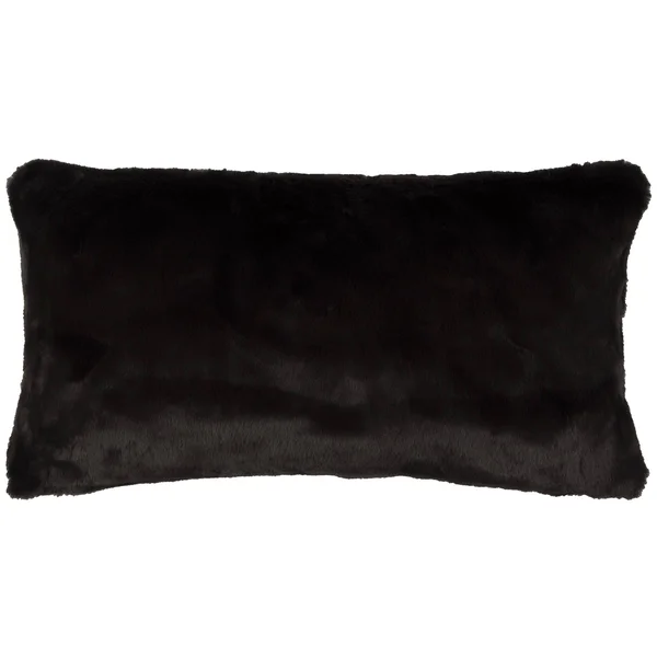 Rizzy Home 26 x 14 in. Faux Fur Decorative Pillow Black
