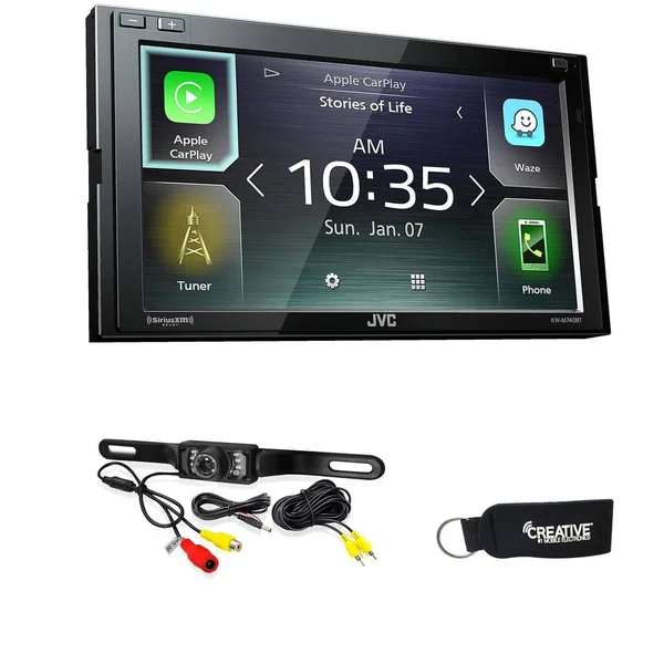 JVC Kw-m740bt Compatible with CarPlay, Android Auto 2-DIN AV Receiver (No CD Drive) with Back Up Camera