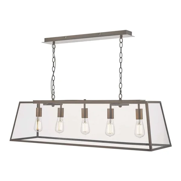 Dar Academy 5 Light Bar Pendant Antique Copper Kitchen Island Light