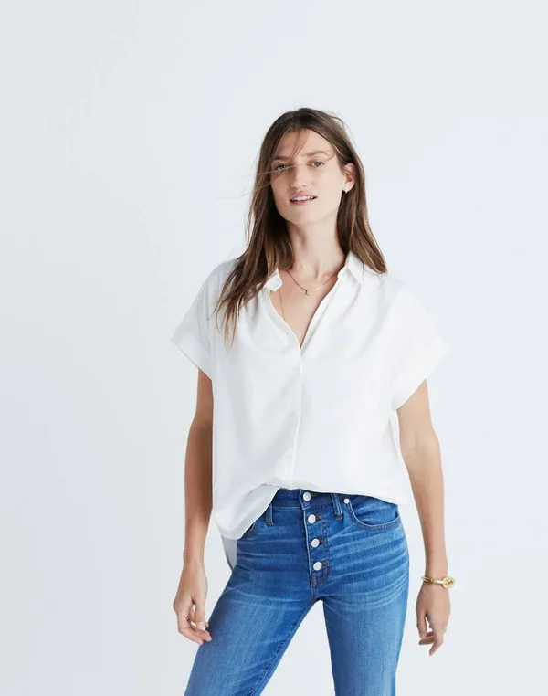 Madewell Women's Central Shirt in Pure White - Size S