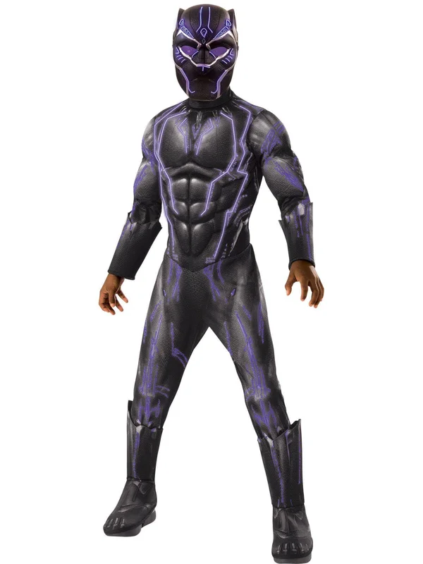 Rubies Costume Boy's Black Panther Deluxe Small Boys Light Up Costume, Black/Purple Rush, M